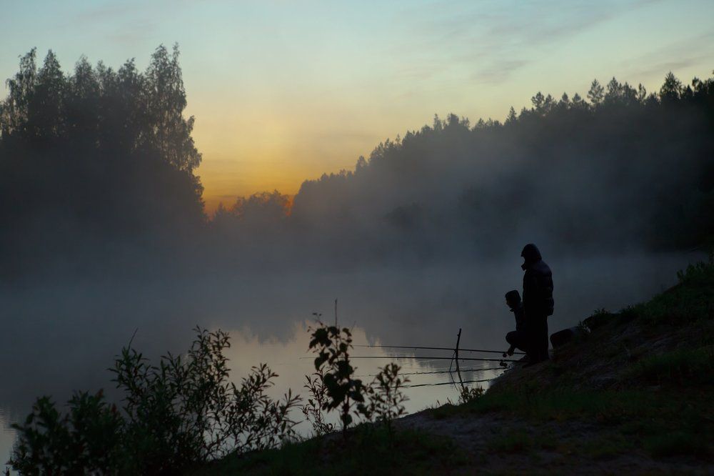 На рыбалке.