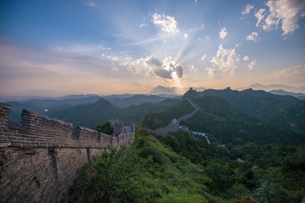 закат на великой китайской стне