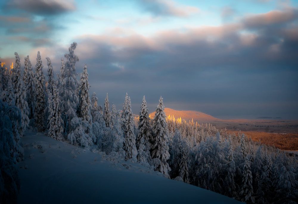 Северная Карелия , зимние сумерки .
