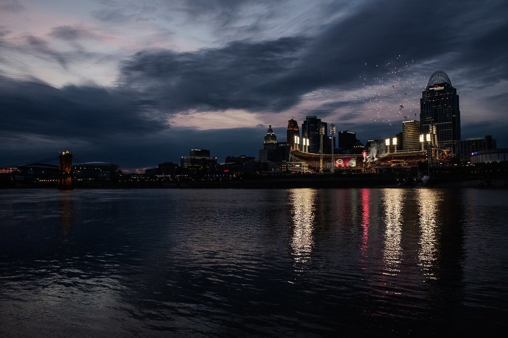 Cincinnati stadium at night