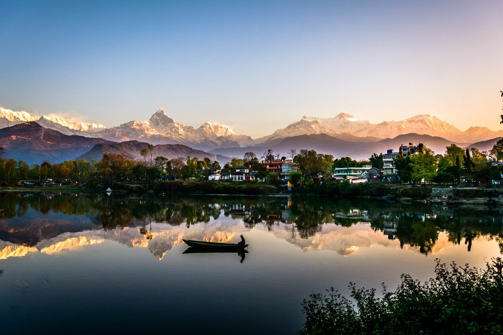 Fewa lake with Mt Annapurna