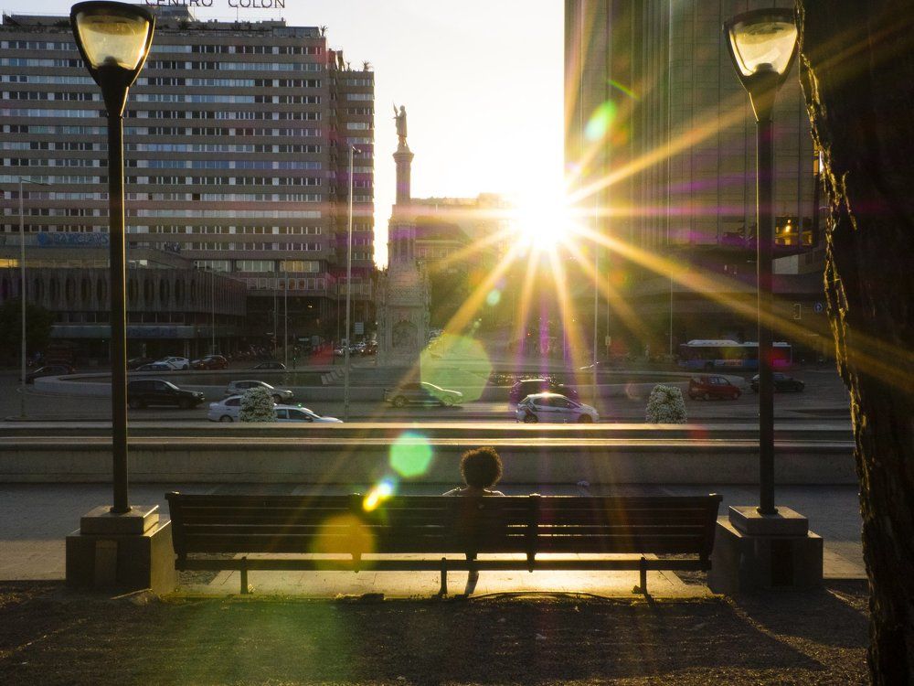 Watching the city sunset