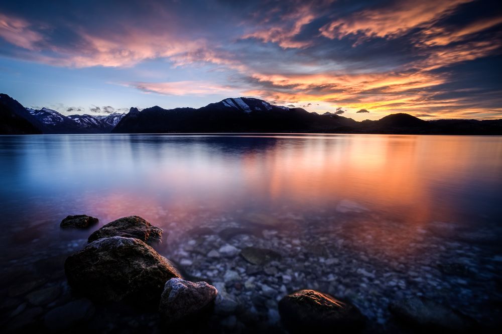 Sonnenuntergang über dem Traunsee