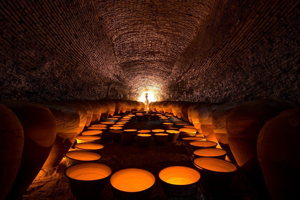 Inside a dome kiln