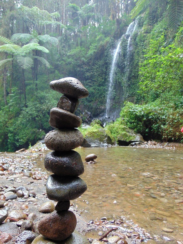 Stone Tower and Water Fall