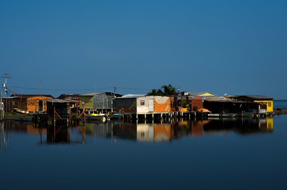 Reflexes of town on water