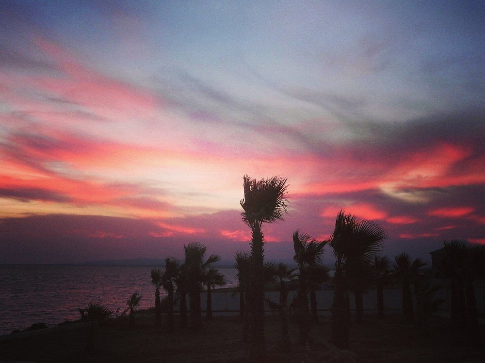 Розовый закат.