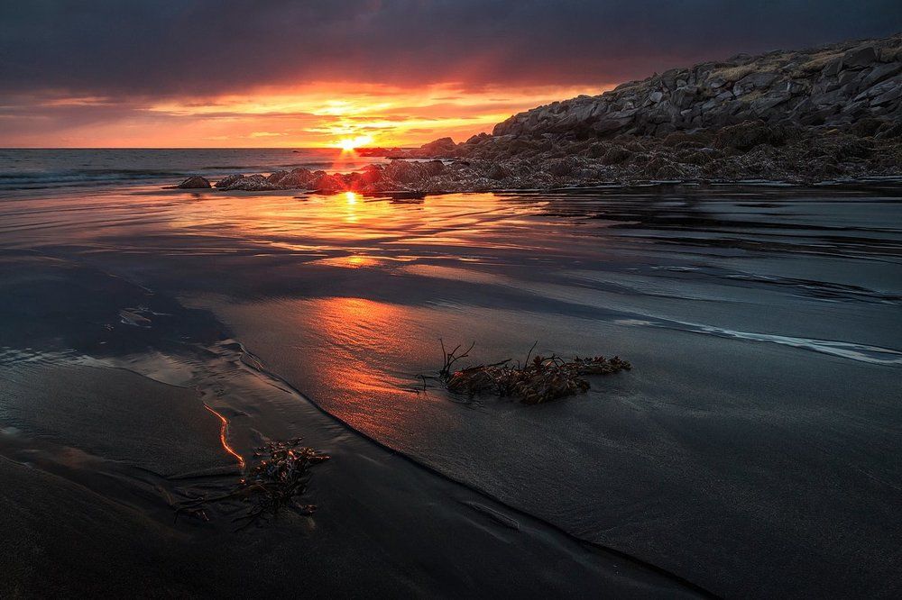 Белая ночь на чёрном пляже