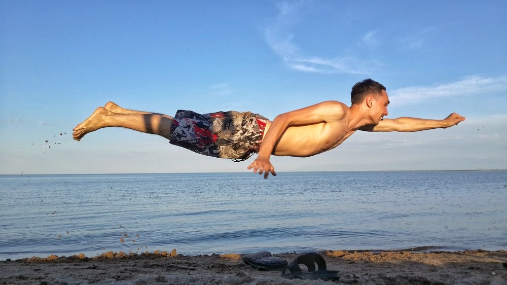 superman on the beach