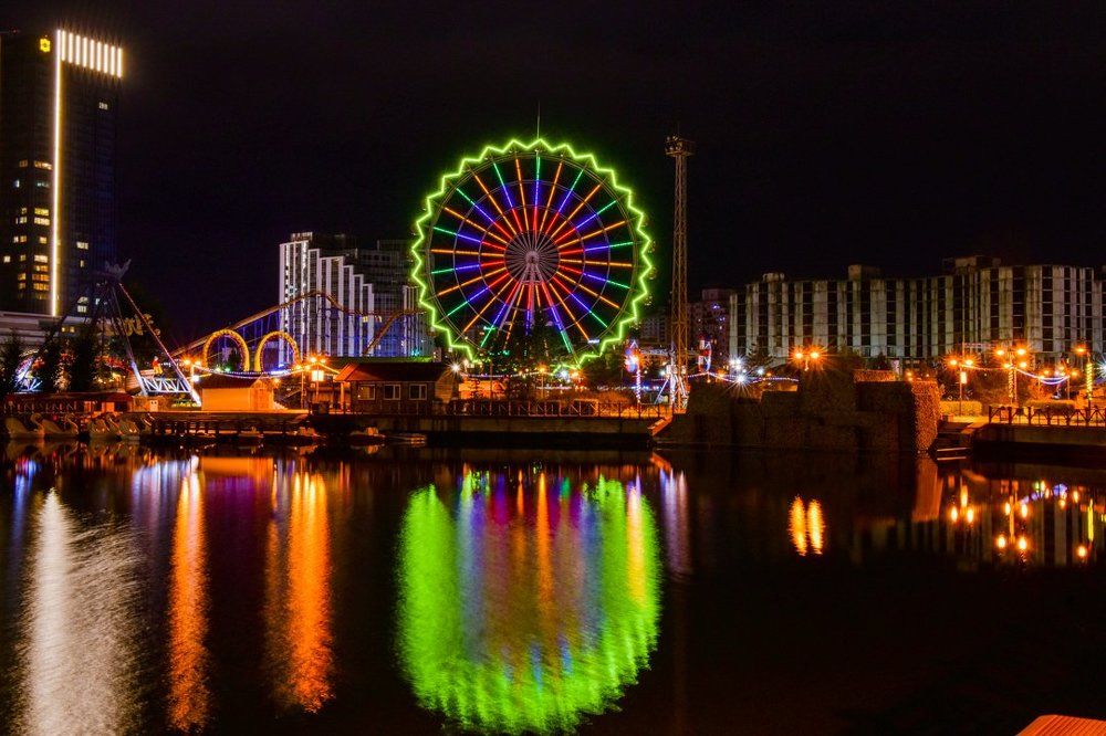 Mongolian national childrens park in the night