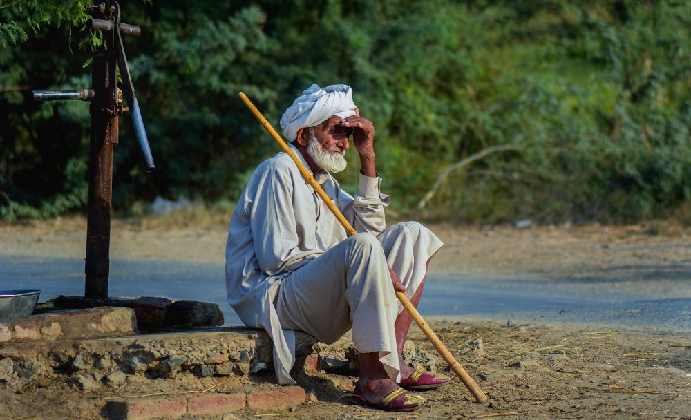 Old man thinking about life