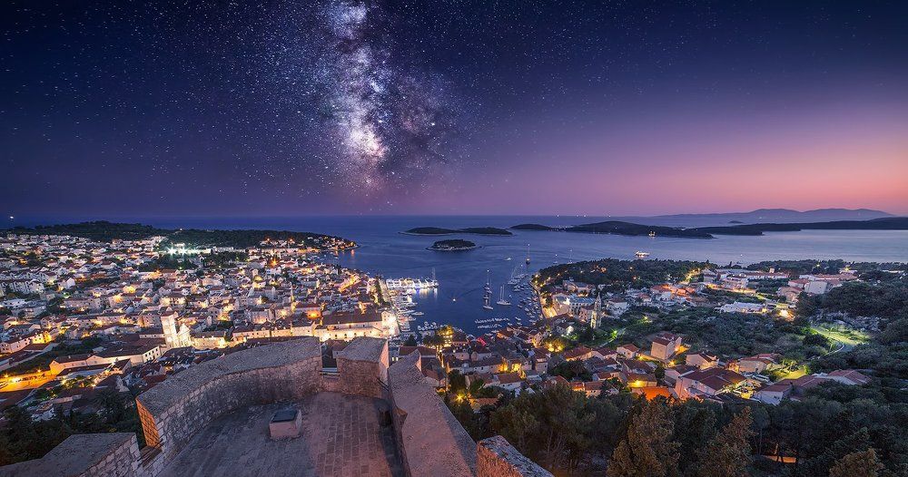 Hvar at night with milky way