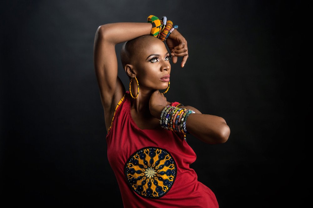 female model posing in studio