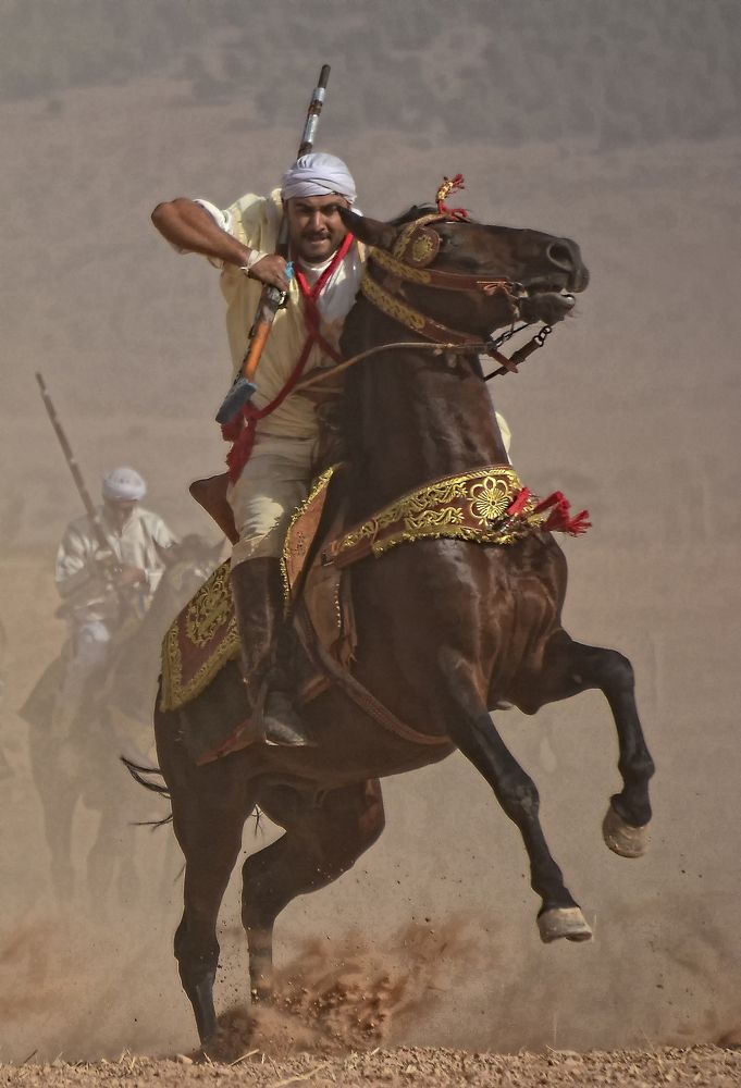 Tradition, art blend in Morocco 'tbourida' cavalry charges