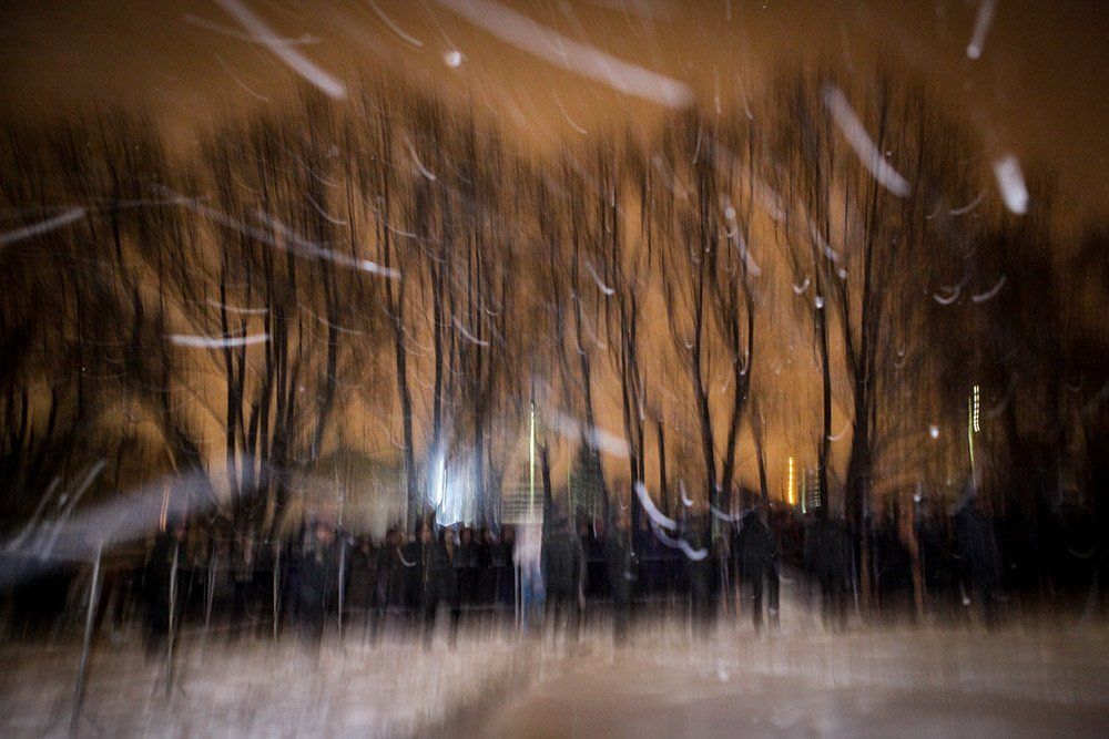 Вечерний снегопад.