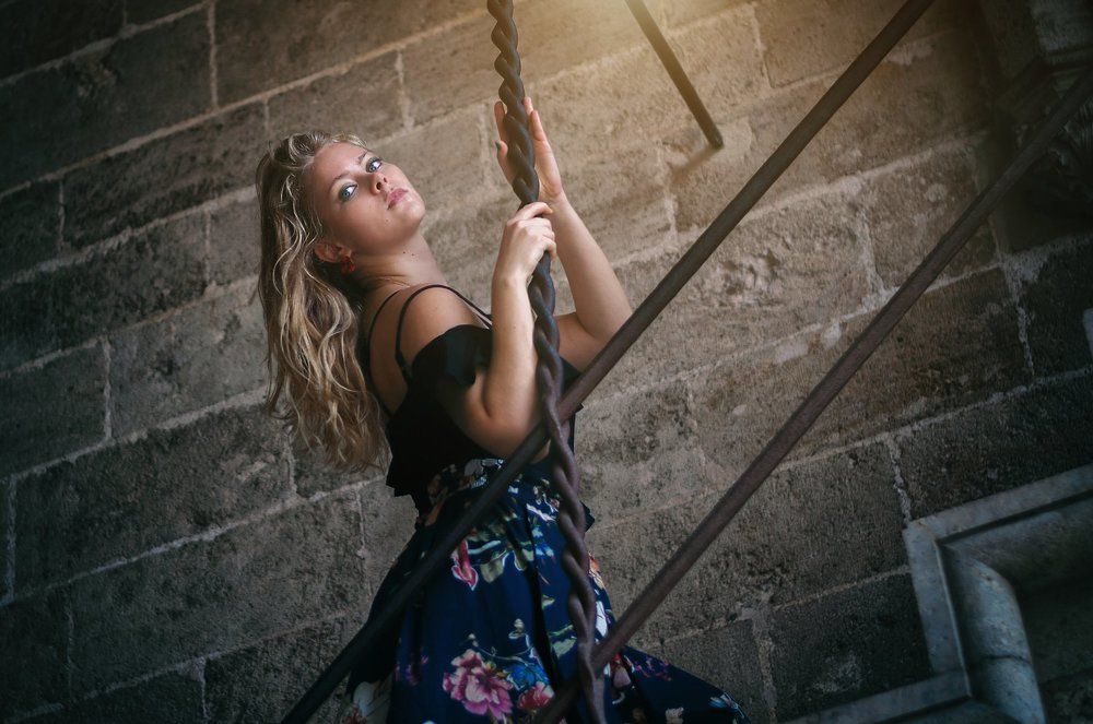 the girl on the stairs