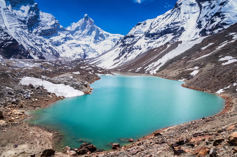 The emerald lake called Kedartal