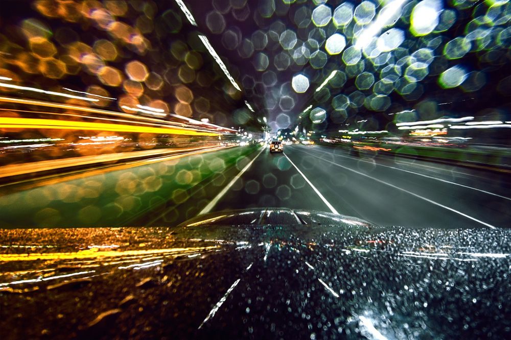 A million lights in the rain