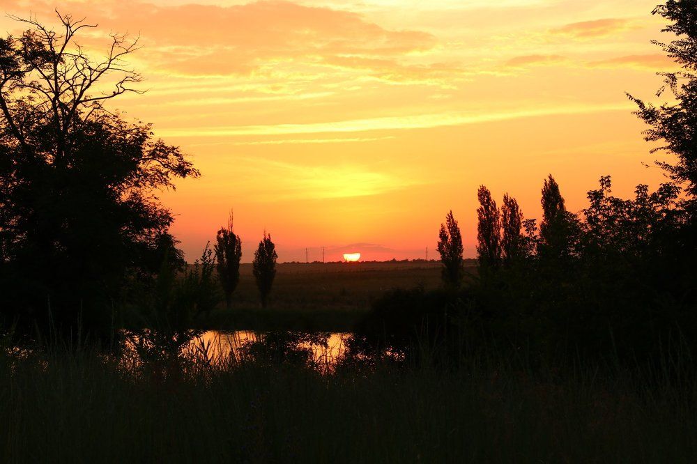 Закат в полях.