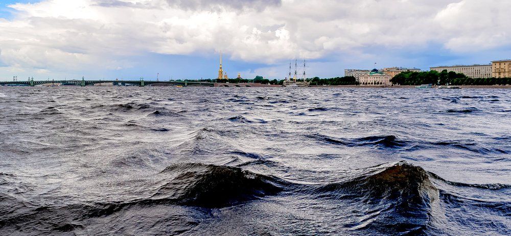 Dark waters of the Neva River.