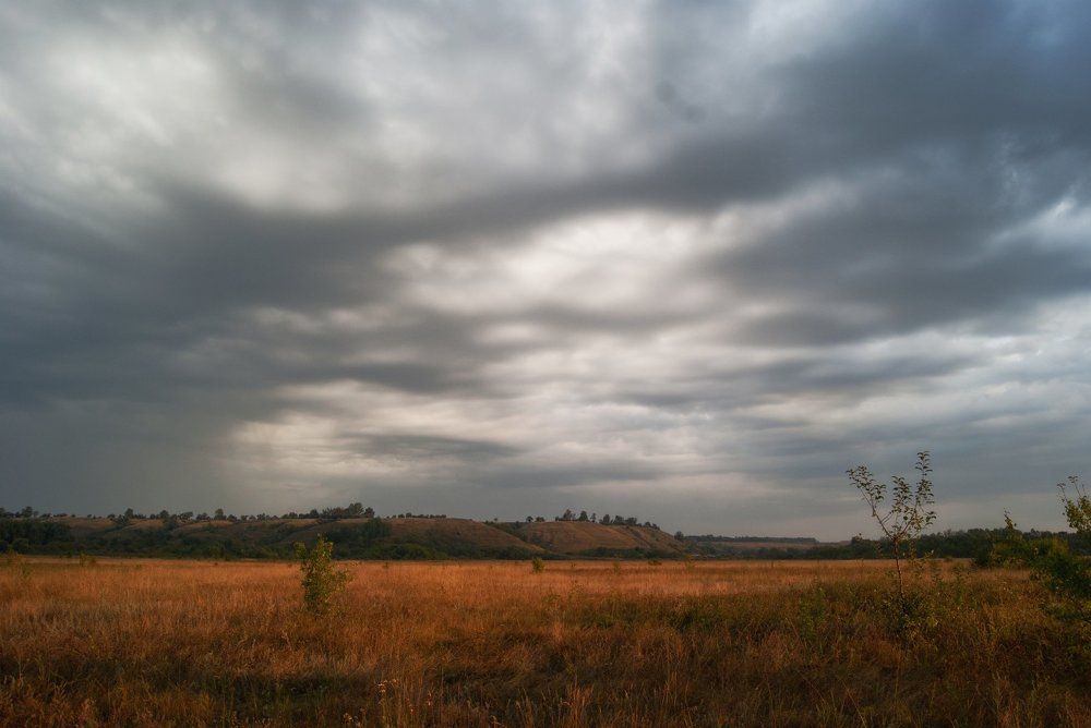 Заря пасмурным, августовским утром.