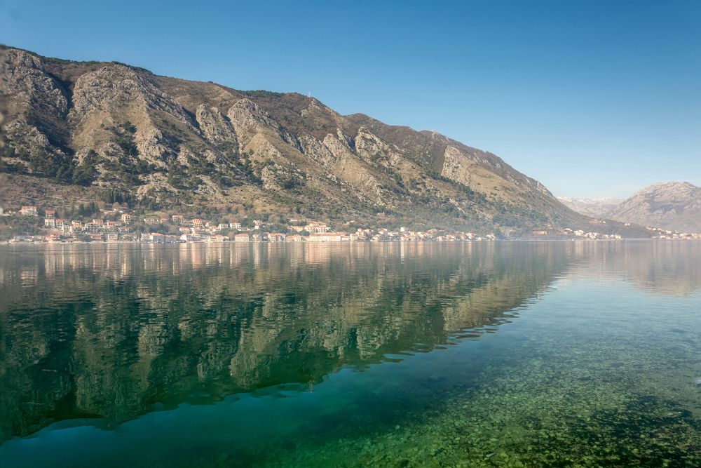 Reflection of mountain in the sea