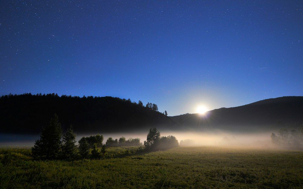 Восход луны + туман