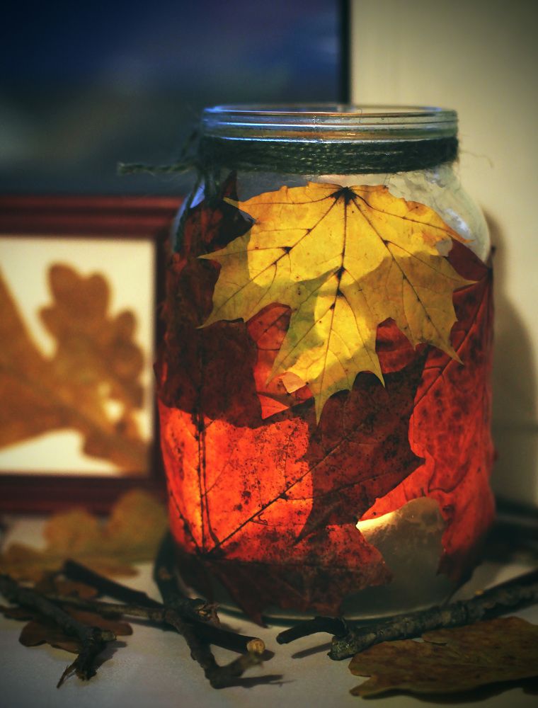 Сделанный с детьми, осенний подсвечник