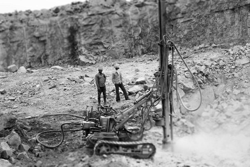 The workers in a quarry