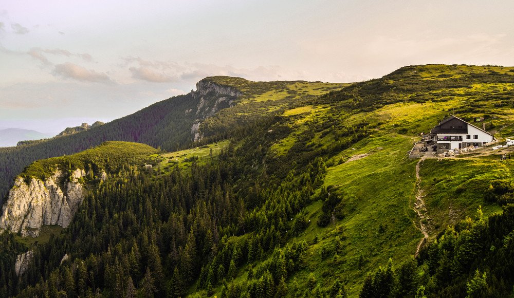 Dochia Chalet at sunset
