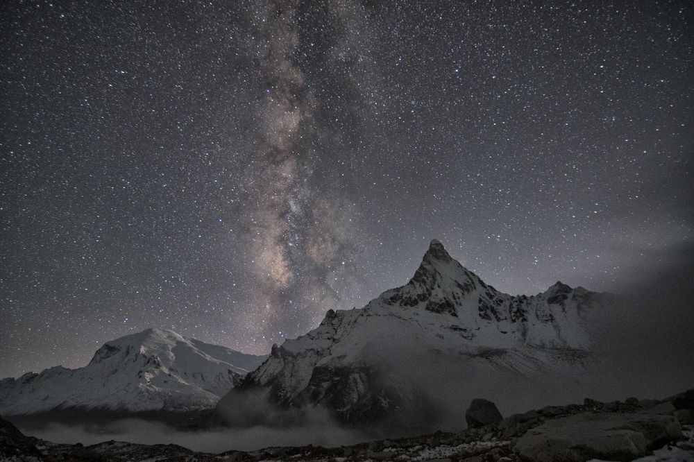 Shivling Mountain by night
