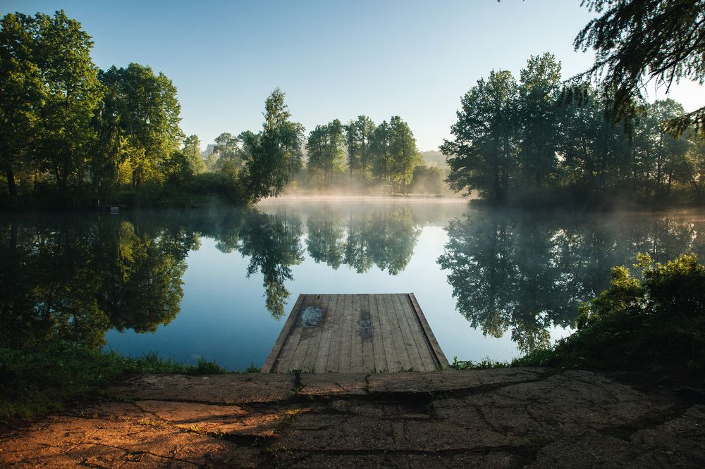 Утром у озера