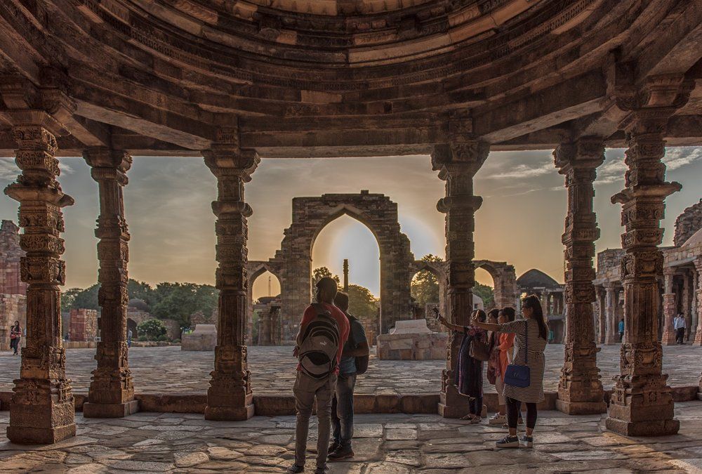 Sunset in an Indian temple