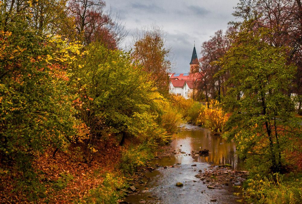 Small village by autumn
