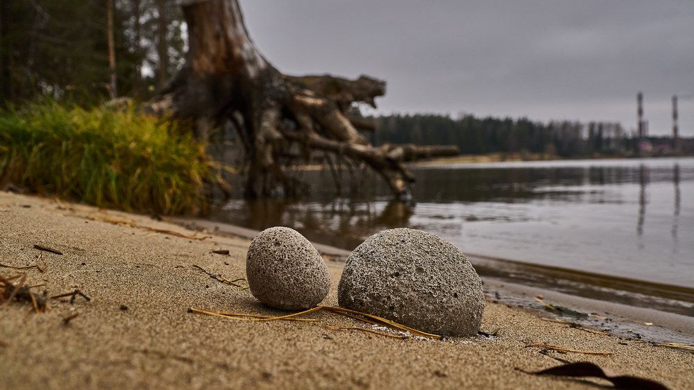 The artifacts on banks of the river