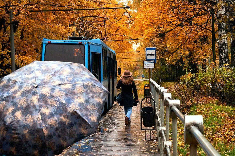 Трамвайная остановка.