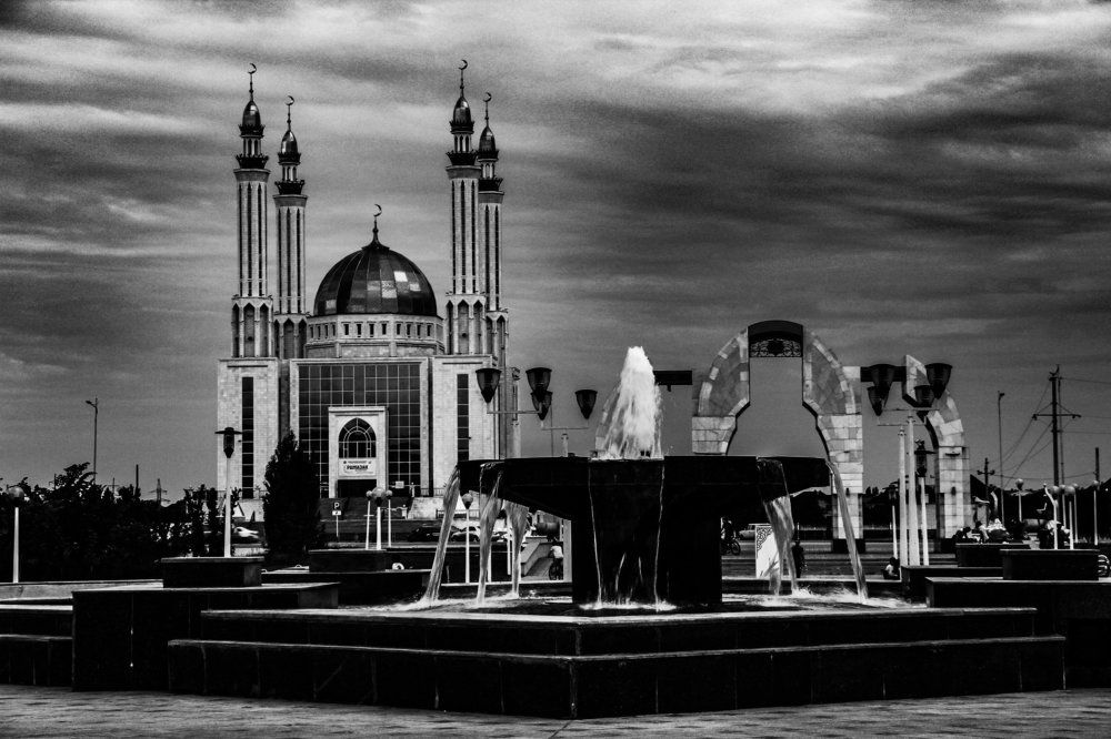 black and white mosque