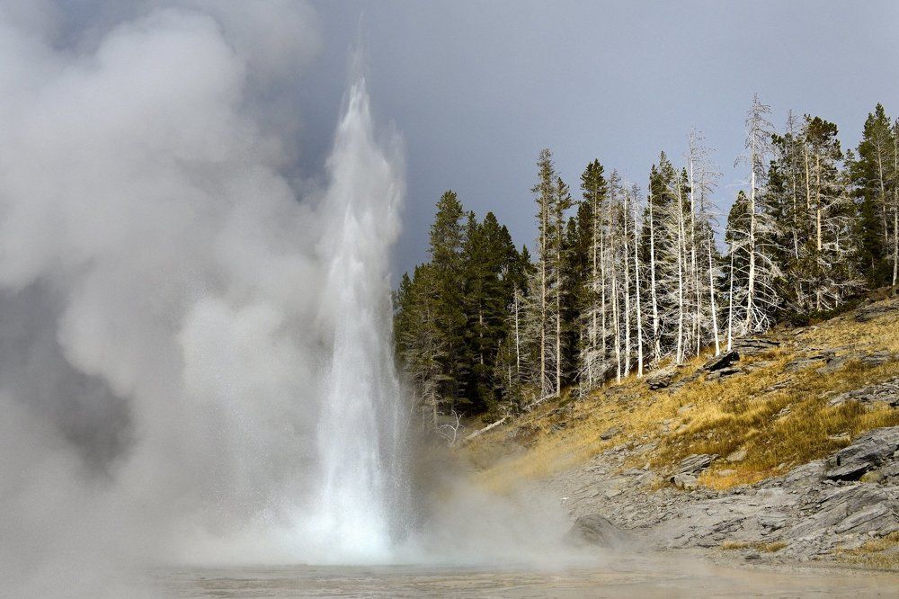 Извержение Grand Geyser.