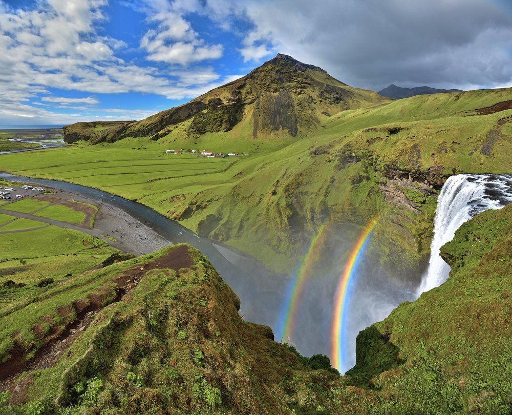 Водопад Скоугафосс, панорама