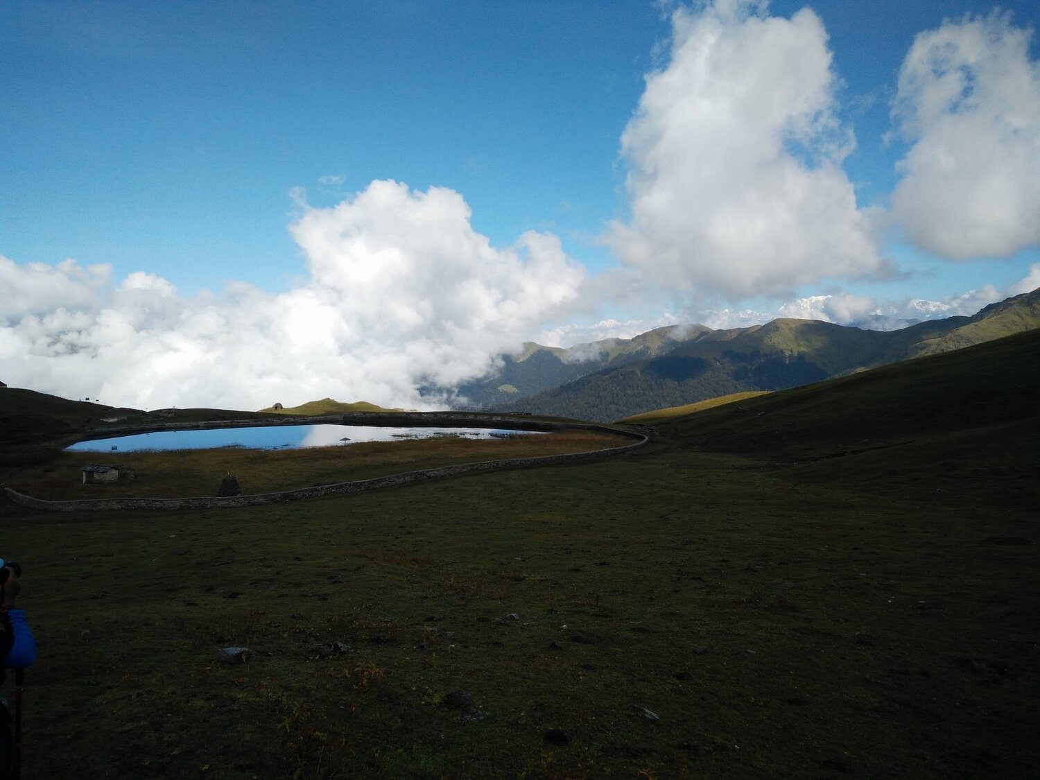 Blue water at the hill