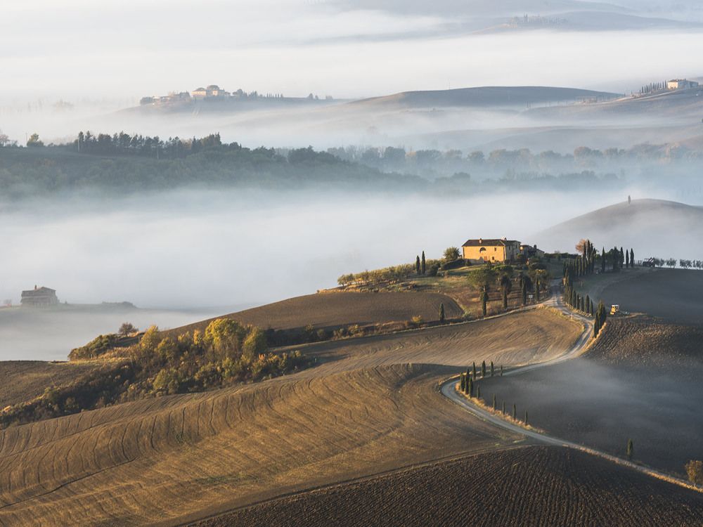 Утро туманное близ городка Пьенца