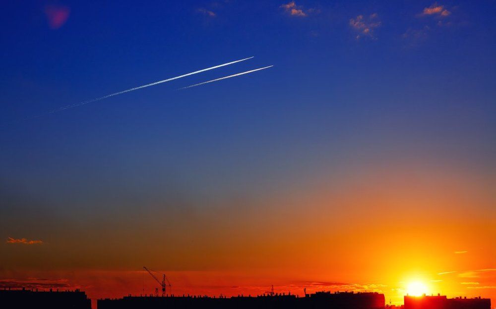 Закат над городом.