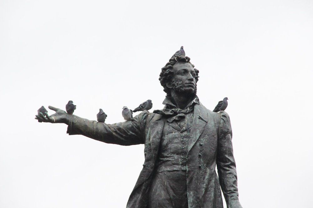 на фоне пушкина