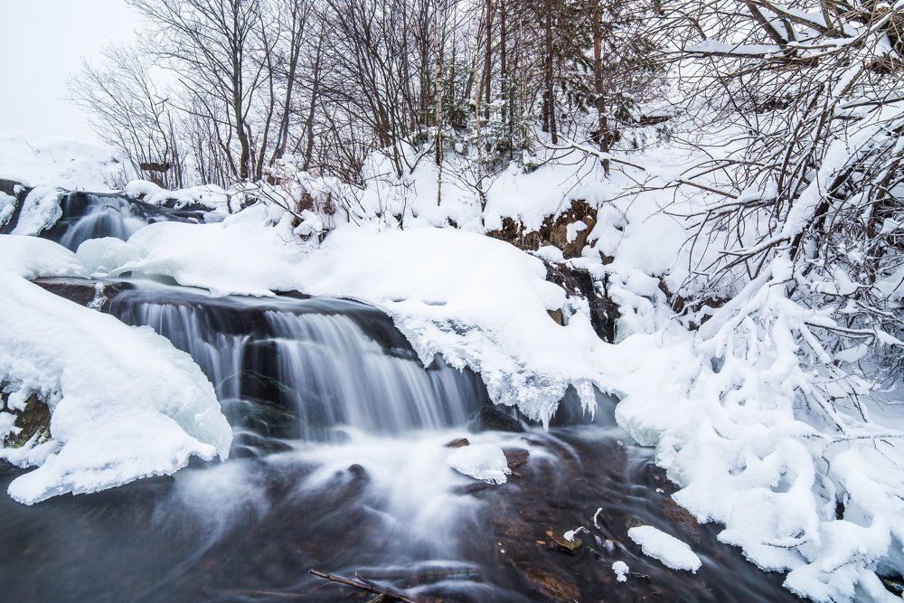 Зимний водопад на реке Кунгурка
