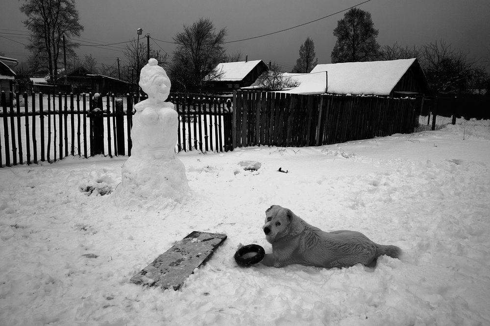 слепили бабу на морозе