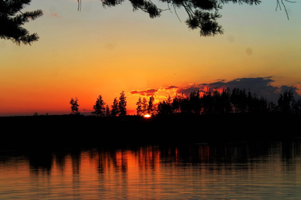 закат на голубых озерах