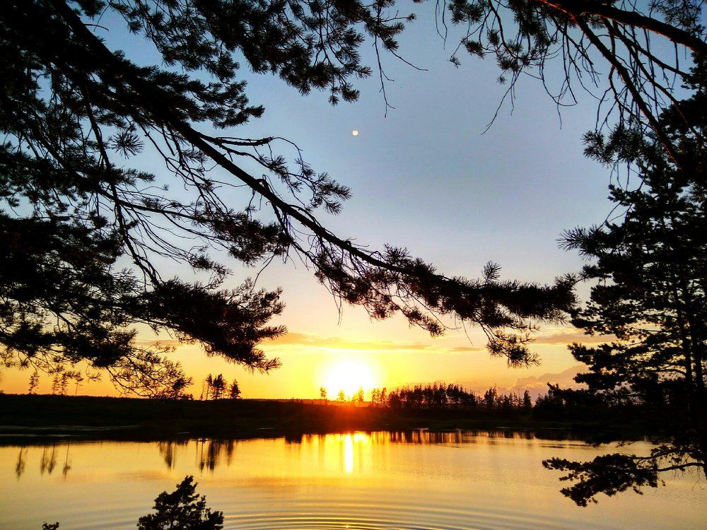 закат на голубых озерах