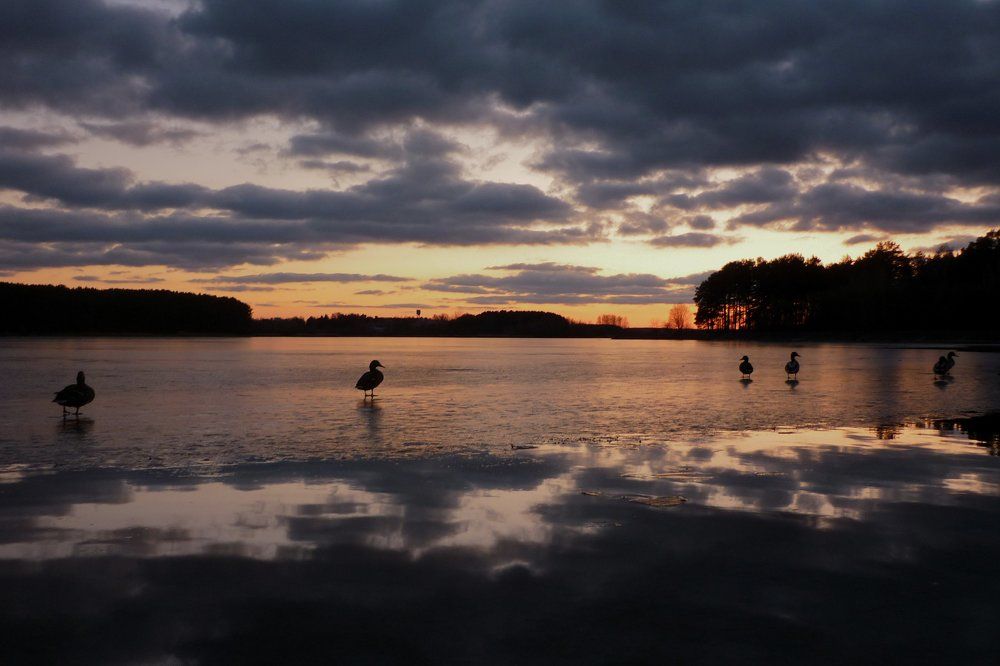 Закат на озере.