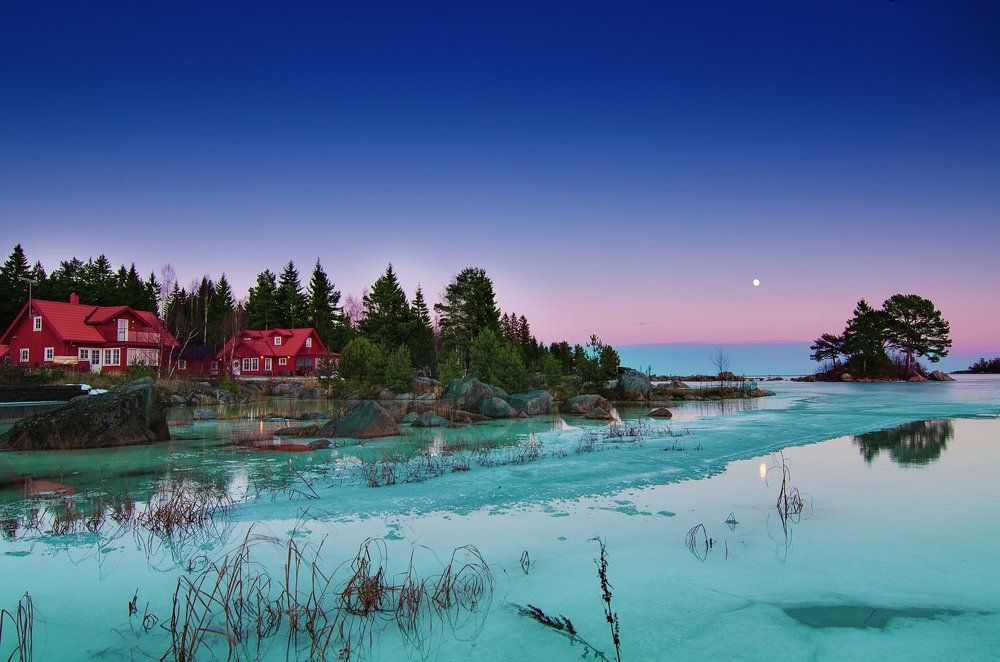 Frozen sea bay in Sweden