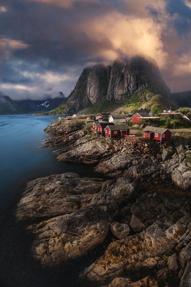 Amazing sunset in Lofotens islands